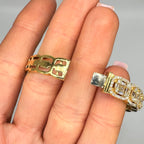 18K Yellow Gold Diamond Bangle Bracelet – 3.98CT Emerald & Round Cut Diamonds DB069 GEJJ