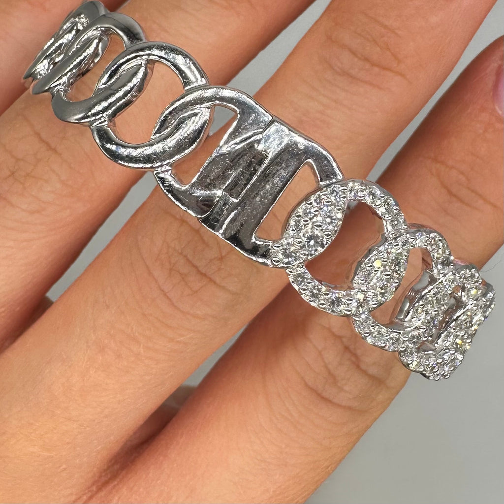 18K White Gold Diamond Link Bangle Bracelet – 2.84CT Diamonds DBAN017 AEJJ