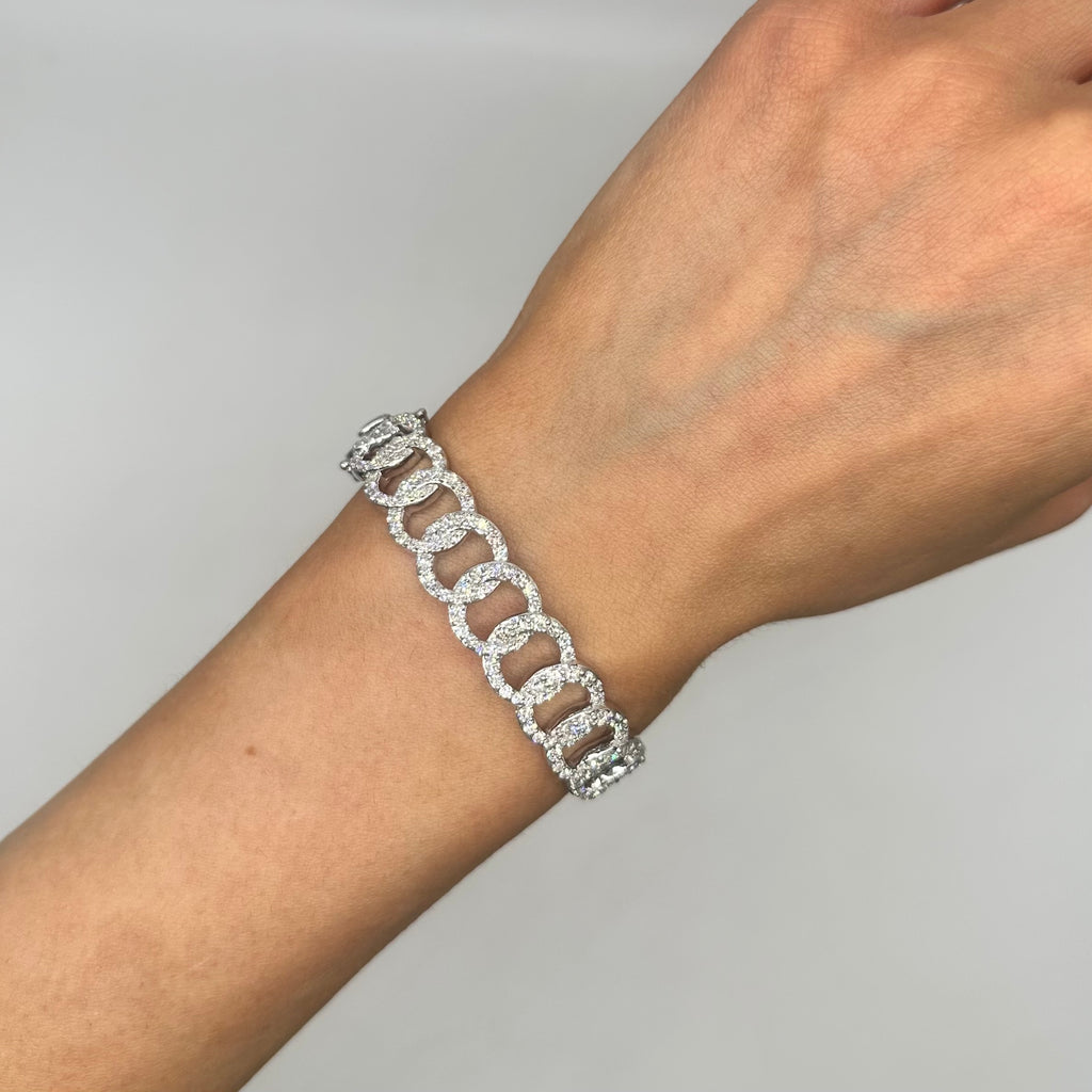 18K White Gold Diamond Link Bangle Bracelet – 2.84CT Diamonds DBAN017 AEJJ