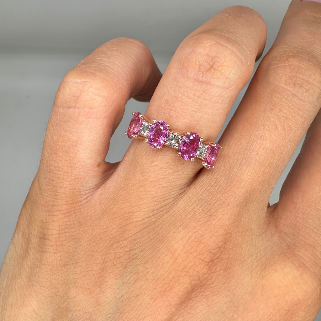 14K Rose Gold Pink Sapphire & Diamond Ring SDR042 INJJ