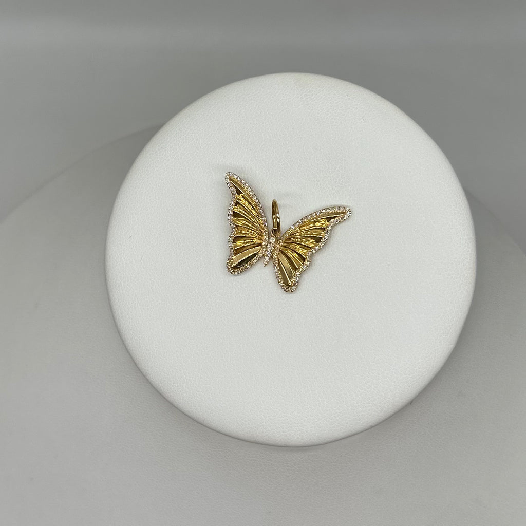 14K Yellow Gold Diamond Butterfly Pendant – 0.30 CT