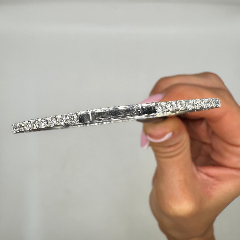 14K White Gold 3.42 CT Diamond Flexible Tennis Bangle DB0114 GGJJ