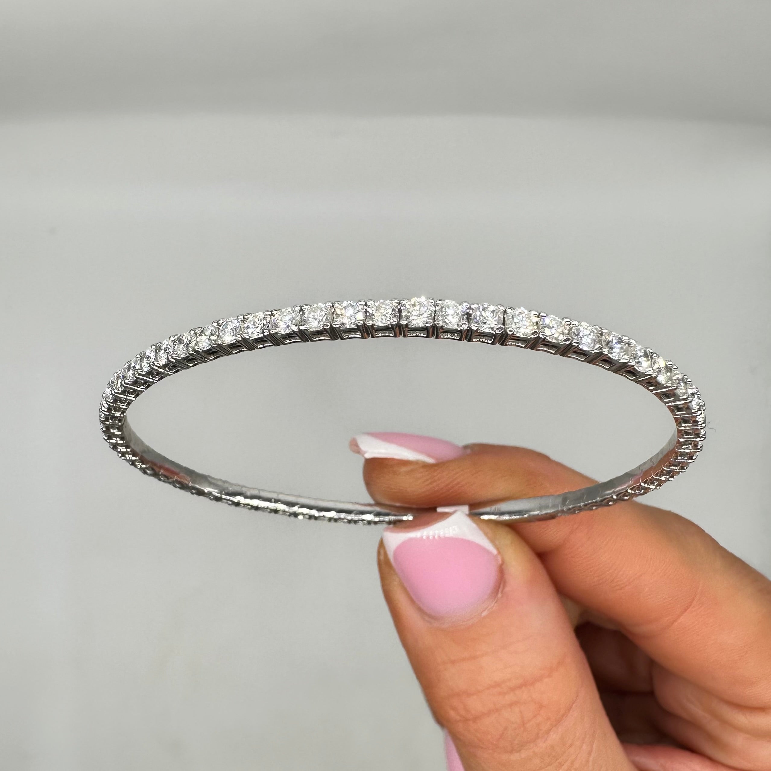 14K White Gold 3.42 CT Diamond Flexible Tennis Bangle DB0114 GGJJ