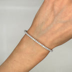 14K White Gold 3.42 CT Diamond Flexible Tennis Bangle DB0114 GGJJ