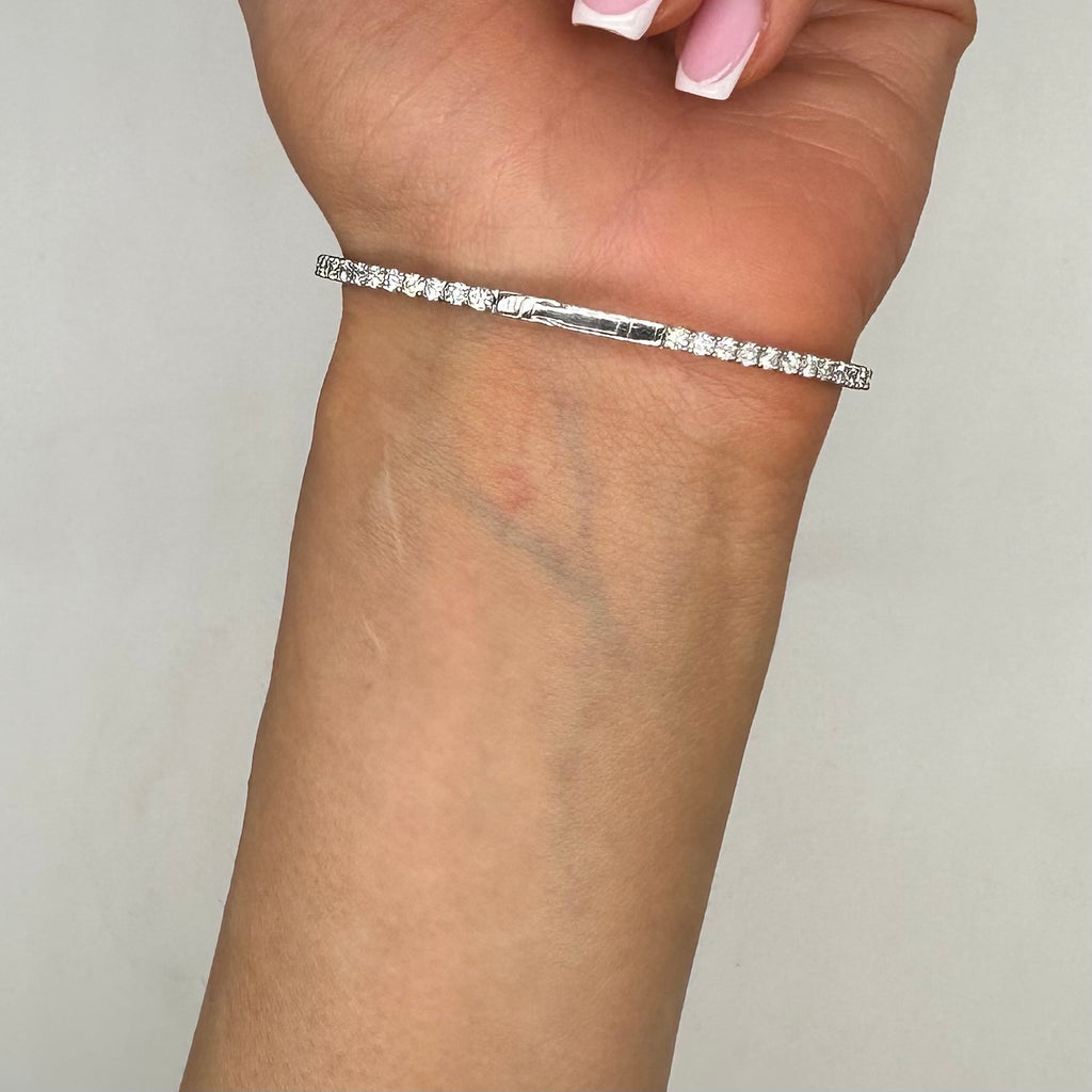 14K White Gold 3.42 CT Diamond Flexible Tennis Bangle DB0114 GGJJ