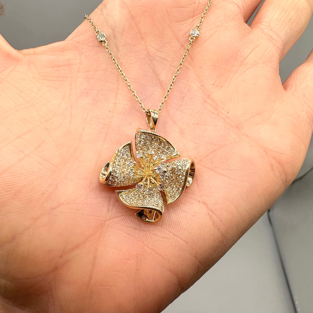14K Yellow Gold Diamond Pendant Necklace – 1.69CT DN0110 ITJJ