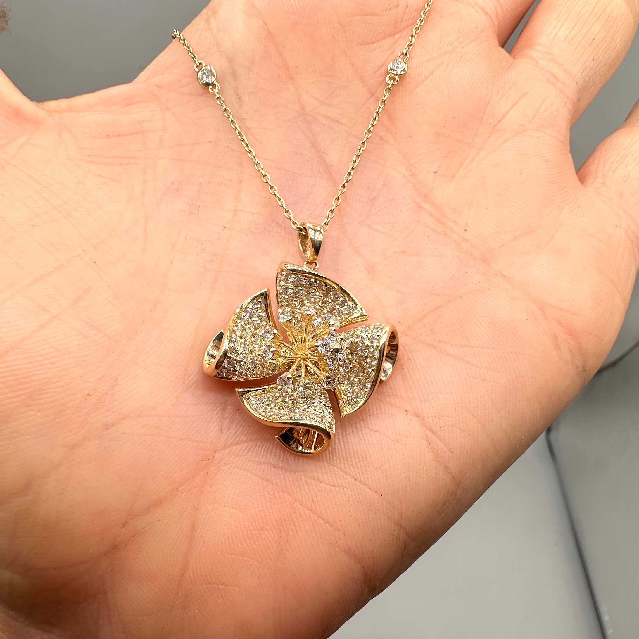 14K Yellow Gold Diamond Pendant Necklace – 1.69CT DN0110 ITJJ