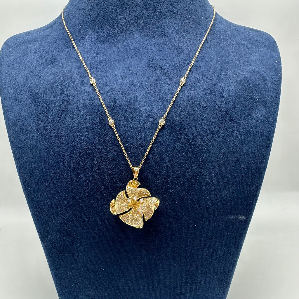 14K Yellow Gold Diamond Pendant Necklace – 1.69CT DN0110 ITJJ