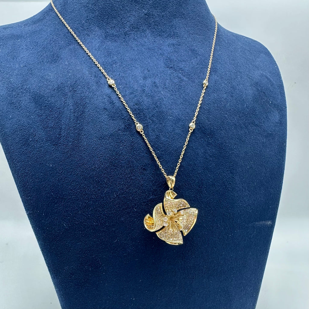 14K Yellow Gold Diamond Pendant Necklace – 1.69CT DN0110 ITJJ