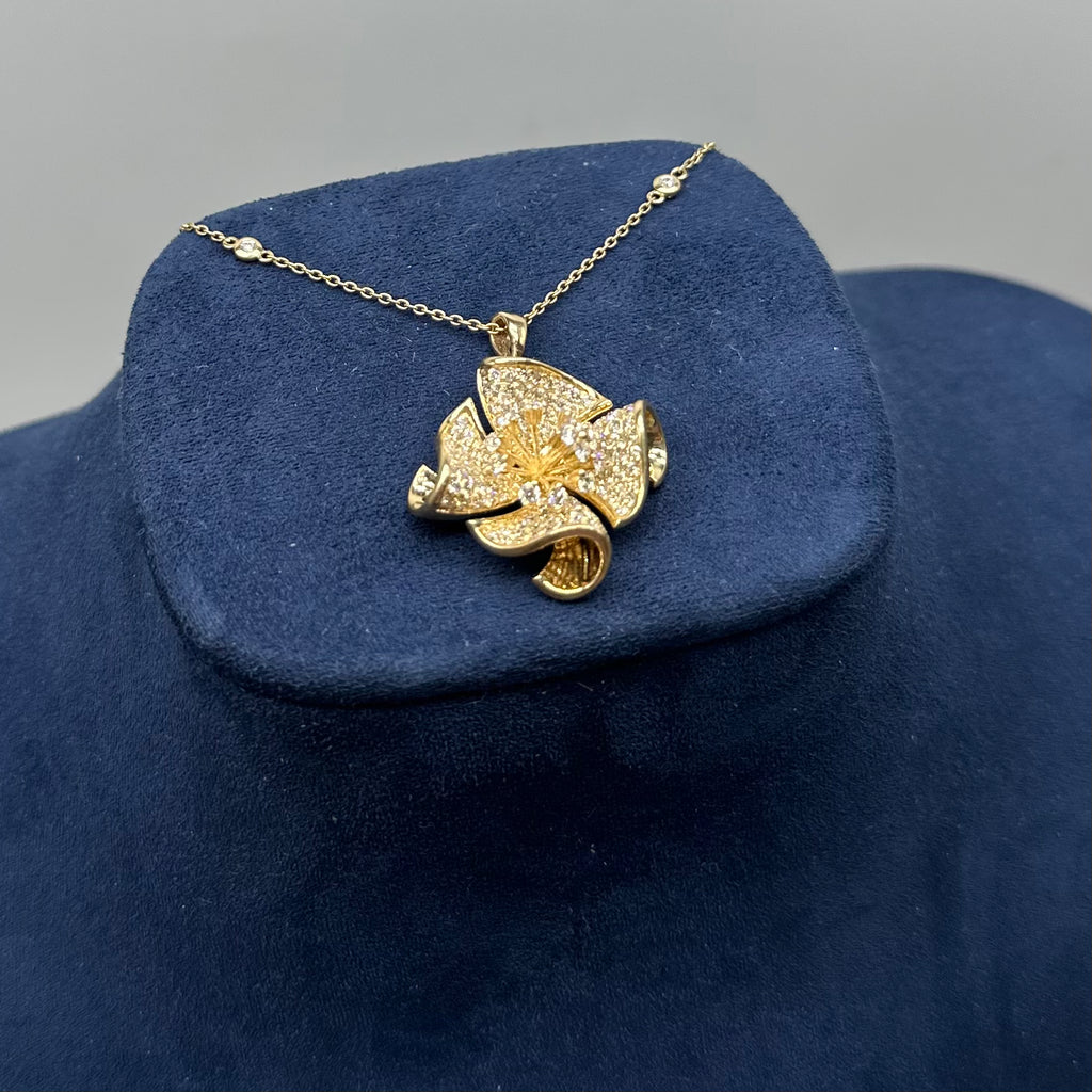 14K Yellow Gold Diamond Pendant Necklace – 1.69CT DN0110 ITJJ