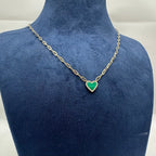 14K Yellow Gold 0.89CT Malachite & 0.10CT Diamond Pendant Necklace SN46899MA