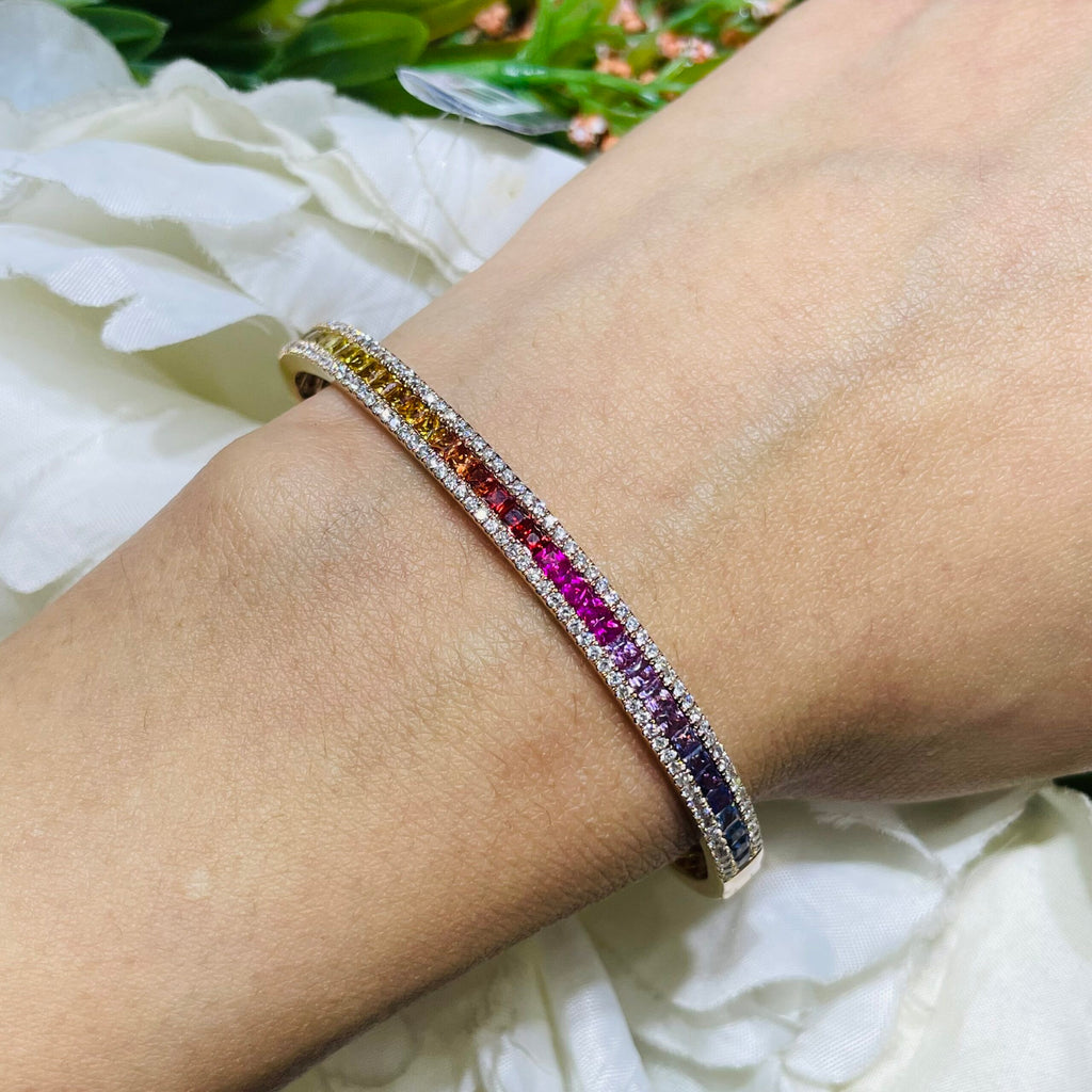 18K Rose Gold Color Sapphire & Diamond Bangle – 2.51CT Sapphires / 0.78CT Diamonds | SDB015