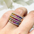 18K Rose Gold Rainbow Sapphire & Diamond Ring – 2.48CT Sapphires / 0.69CT Diamonds | SDR060