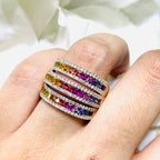18K Rose Gold Rainbow Sapphire & Diamond Ring – 2.48CT Sapphires / 0.69CT Diamonds | SDR060