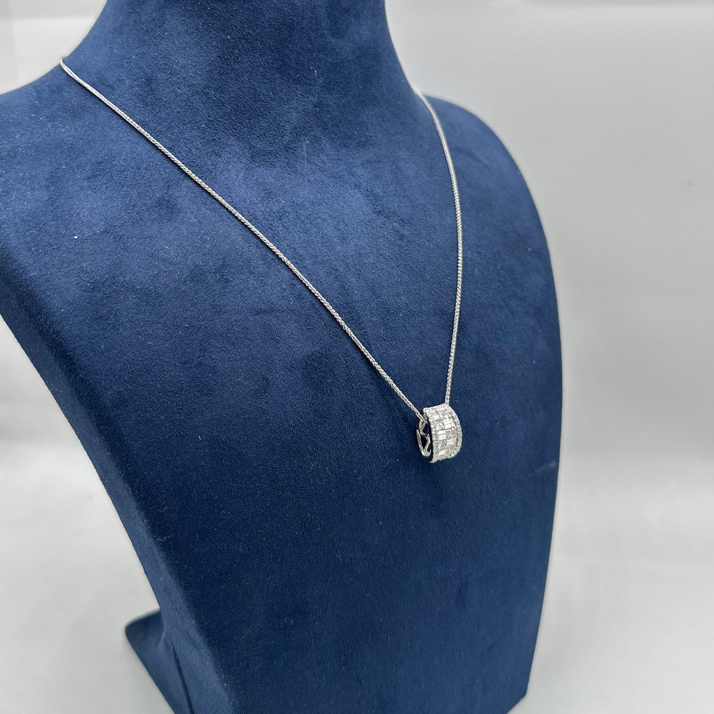 18K White Gold 1.40 CT Diamond Pendant Necklace – 18 Inch DP029 IIJJ