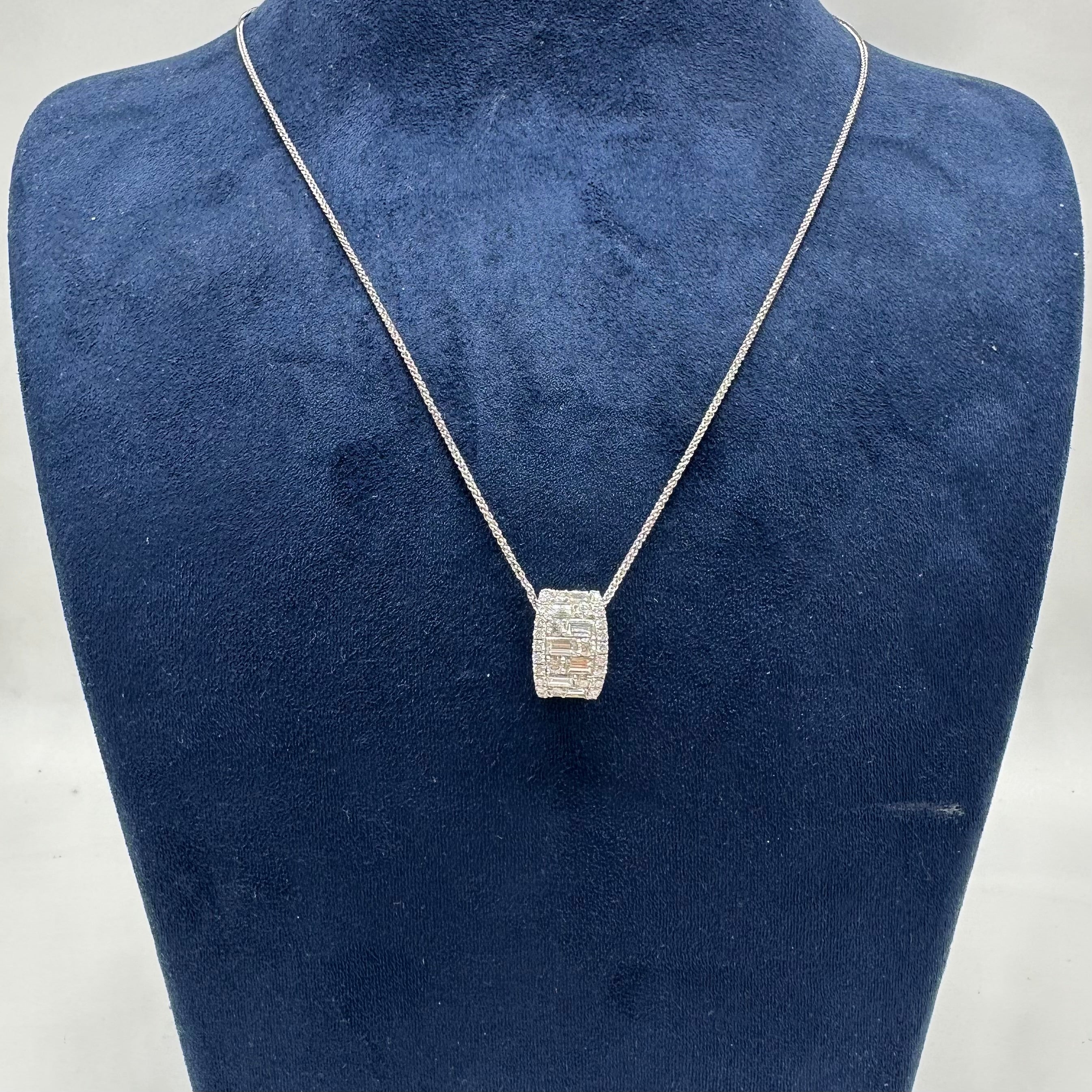 18K White Gold 1.40 CT Diamond Pendant Necklace – 18 Inch DP029 IIJJ