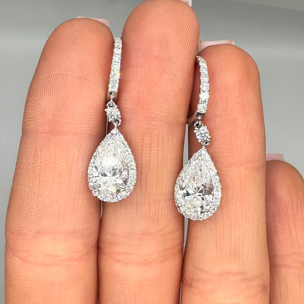 14K White Gold Lab Diamond Drop Earrings – 4.82ct