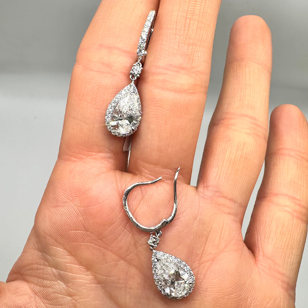 14K White Gold Lab Diamond Drop Earrings – 4.82ct