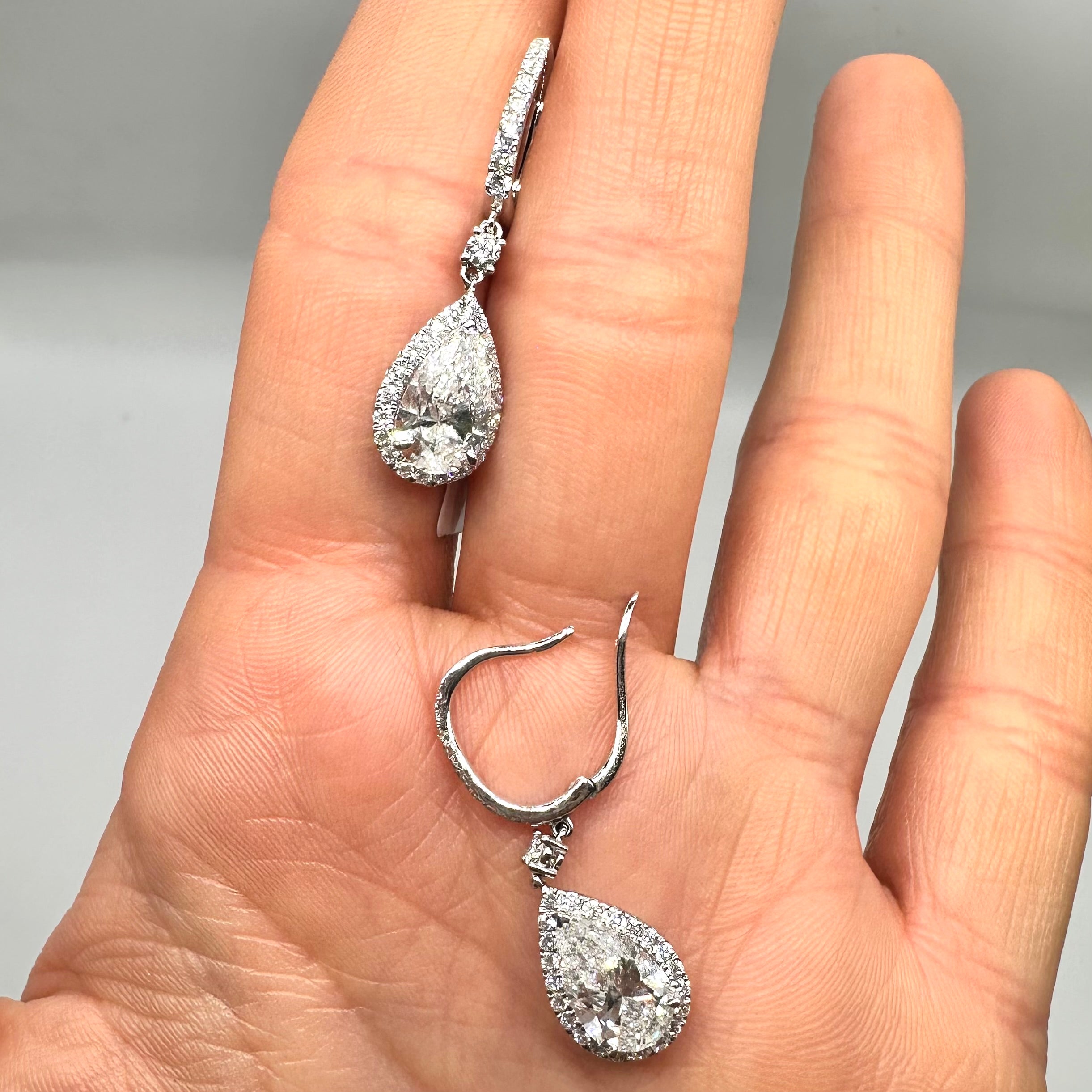 14K White Gold Lab Diamond Drop Earrings – 4.82ct
