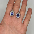 14K White Gold 2.90 Ct Tanzanite & 1.65 Ct Diamond Earrings