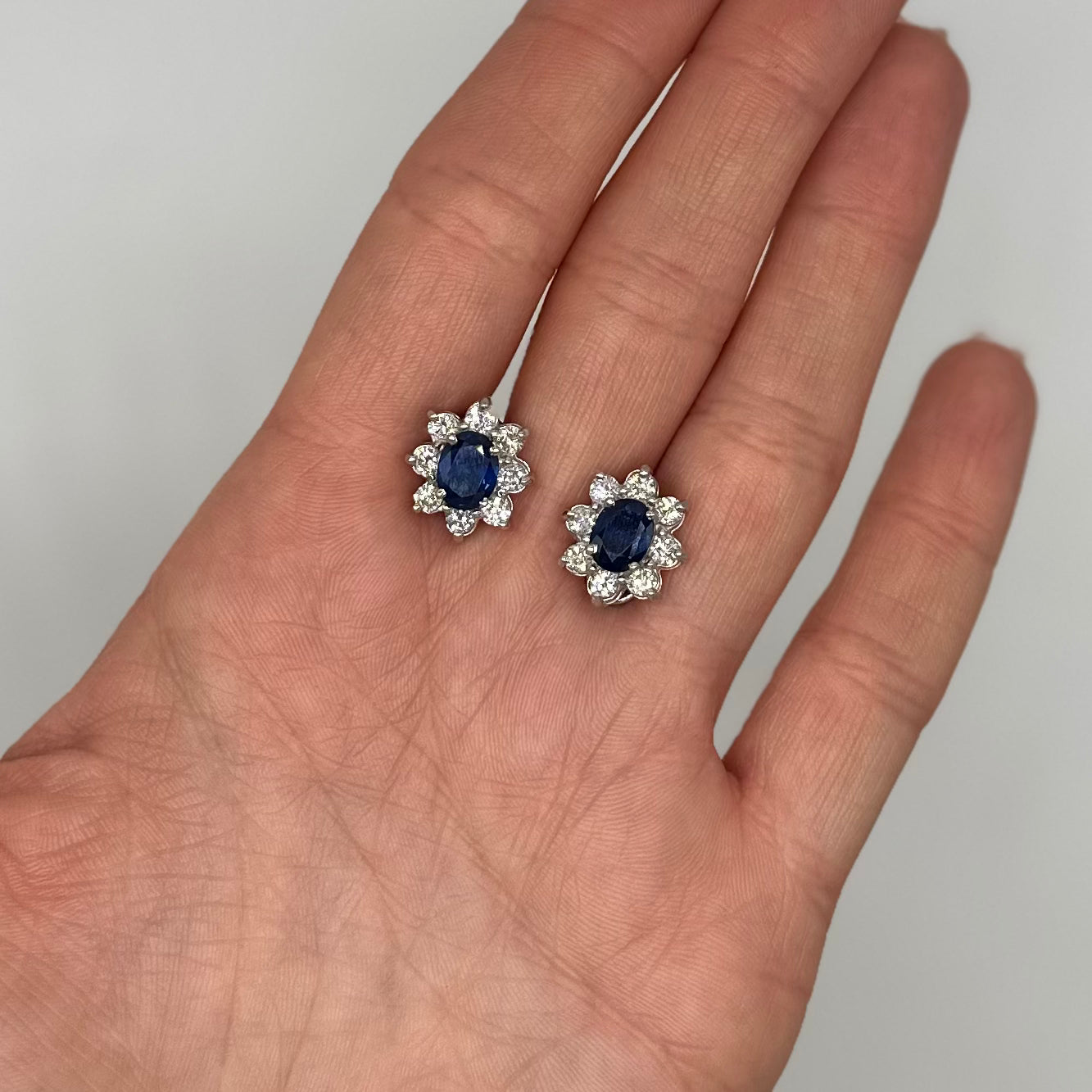14K White Gold 3.24 CT Sapphire & 1.45 CT Diamond Earrings