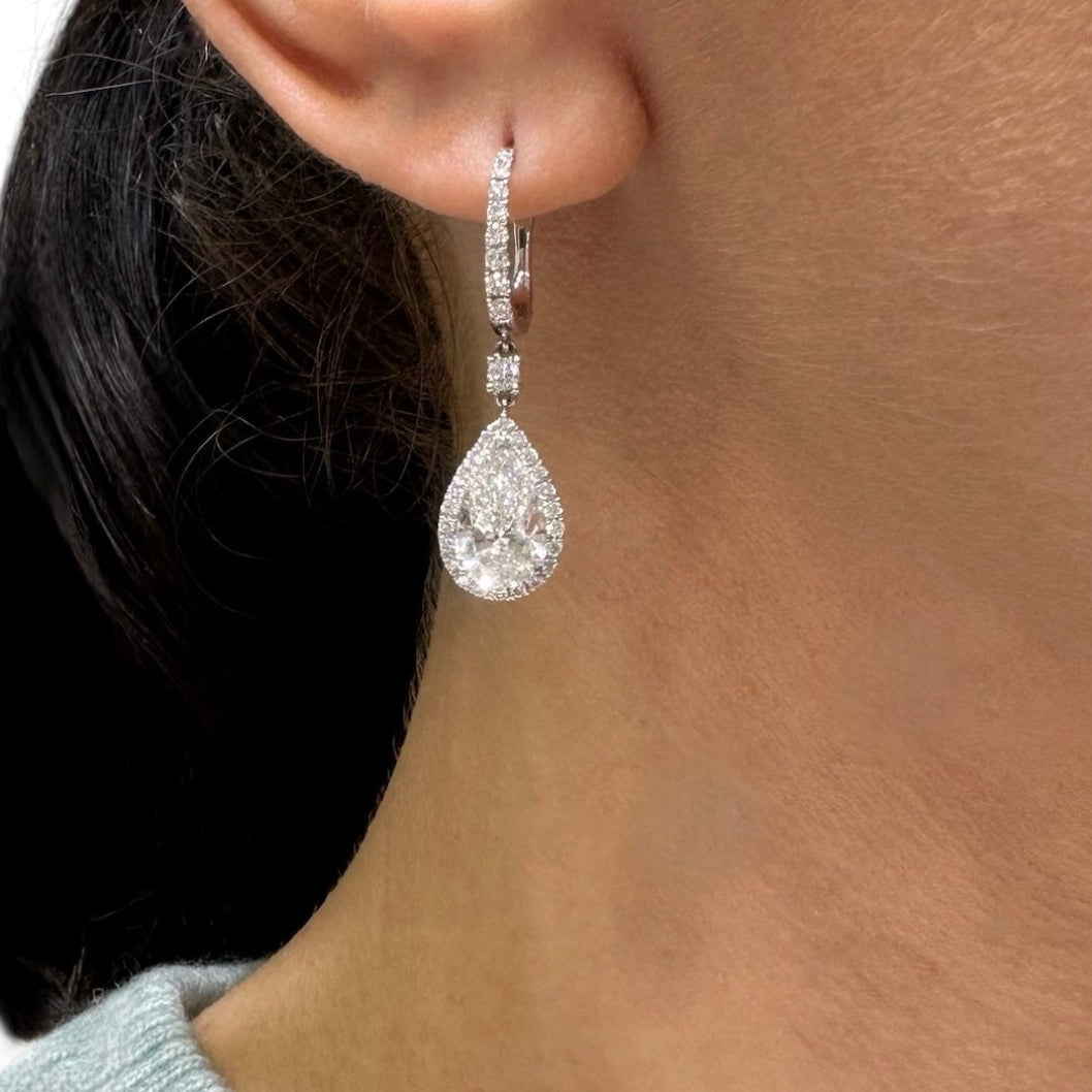 14K White Gold Lab Diamond Drop Earrings – 4.82ct