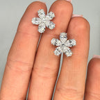 14K White Gold Lab Diamond Flower Stud Earrings 5.65ct