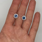18K White Gold 1.81 Ct Sapphire Stud & 1.15 Ct Diamond Jacket Earrings