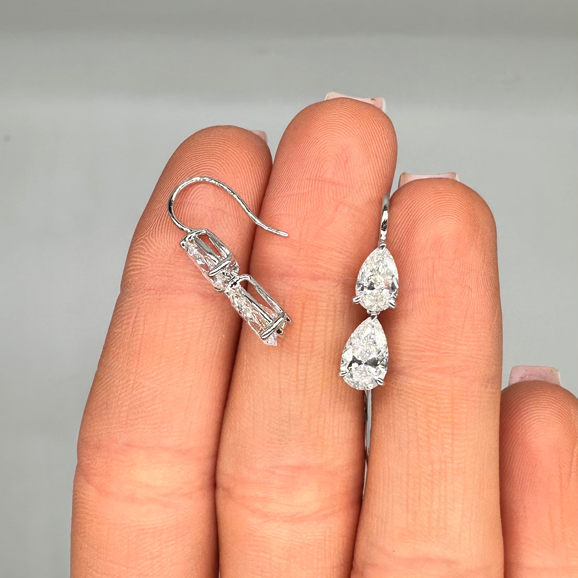 14K White Gold Lab Grown Diamond Drop Earrings 3.55ct