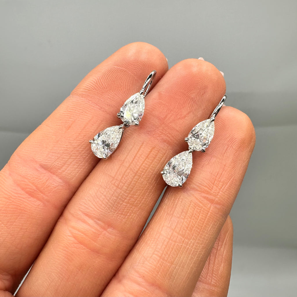 14K White Gold Lab Grown Diamond Drop Earrings 3.55ct