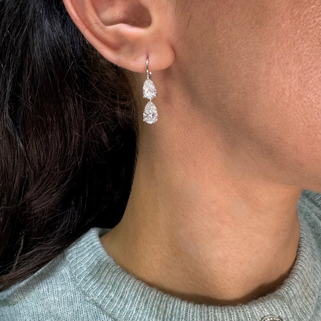 14K White Gold Lab Grown Diamond Drop Earrings 3.55ct