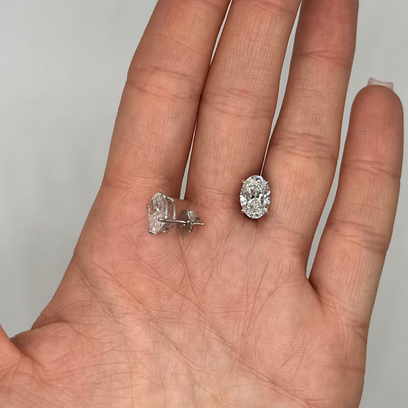14K White Gold 5.05 Ct Total, Oval Lab-Grown Diamond Stud Earrings – IGI Certified
