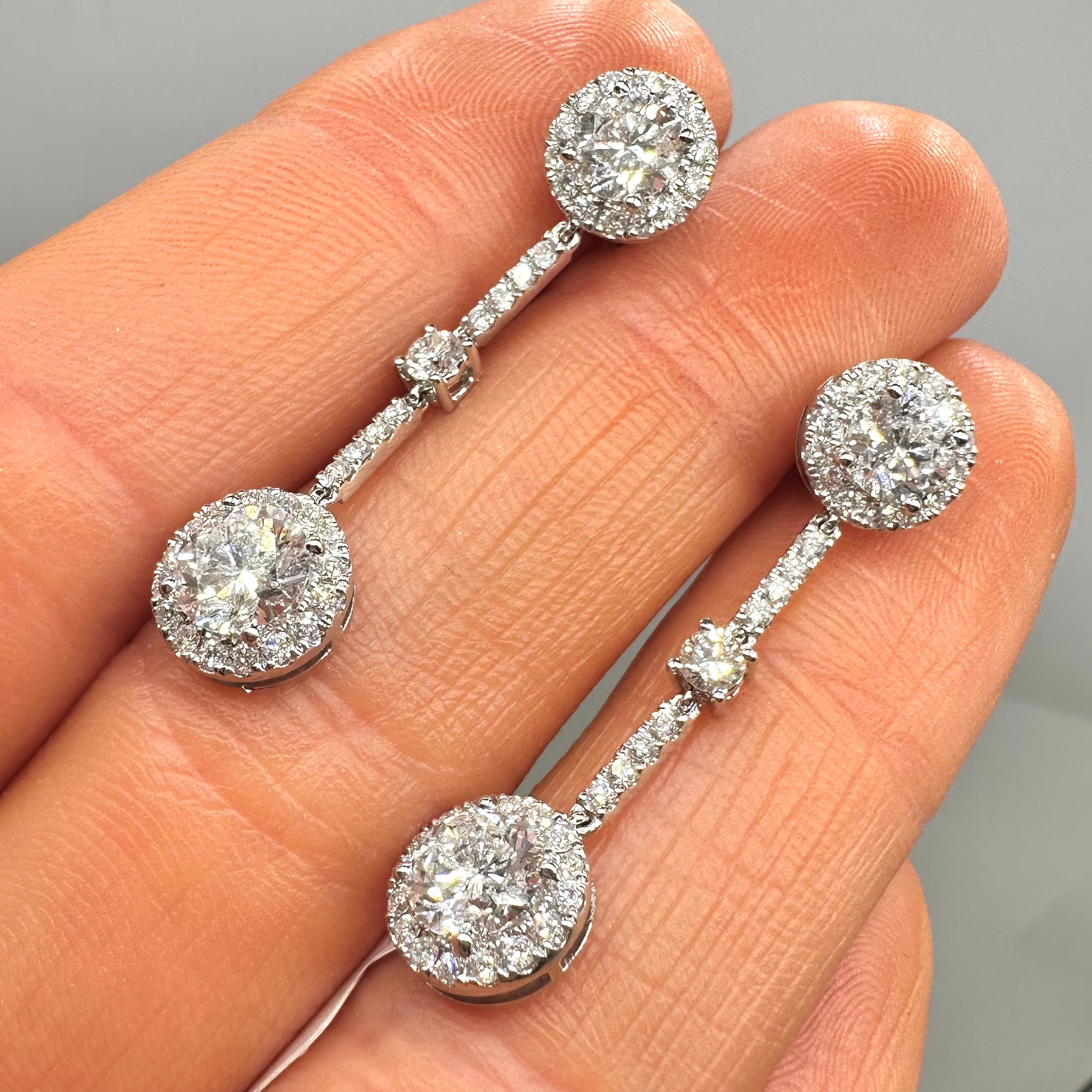 14K White Gold Lab Grown Diamond Drop Earrings 3.56ct