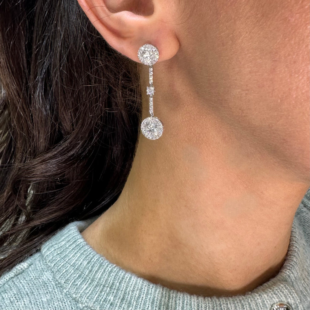 14K White Gold Lab Grown Diamond Drop Earrings 3.56ct