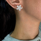 14K White Gold Lab Diamond Flower Stud Earrings 5.65ct
