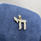 14K Yellow Gold 0.30 CT Diamond Chai Pendant