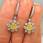 14K White Gold Earrings with 4.67ct Lab Grown Yellow & White Diamonds