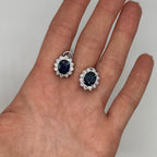 14K White Gold 6.80 Ct Sapphire & 2.06 Ct Diamond Earrings