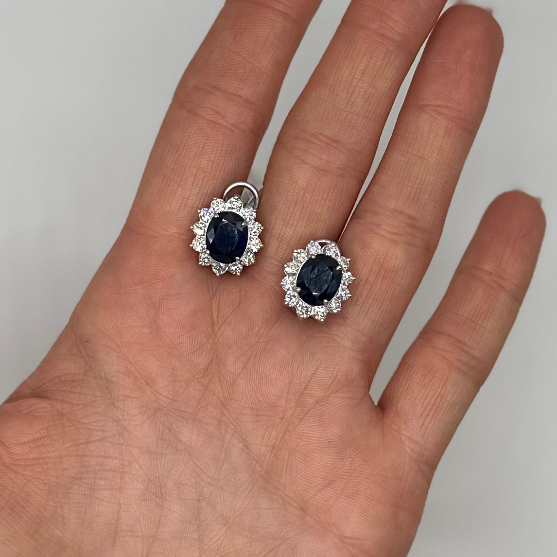 14K White Gold 6.80 Ct Sapphire & 2.06 Ct Diamond Earrings