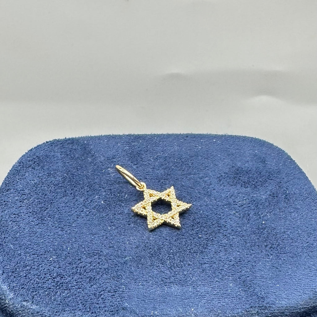 14K Yellow Gold 0.12CT Diamond Star of David Pendant