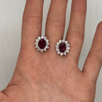 14K White Gold 4.32 Ct Ruby & 2.01 Ct Diamond Earrings