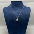 14K White Gold Pear & Round Diamond Pendant Necklace – 1.35CT GJJJ