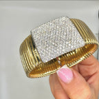 18K Yellow Gold Diamond Cuff Bracelet – 5.21CT Round Diamonds DB0082 SITJ