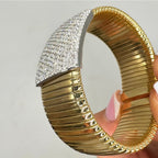18K Yellow Gold Diamond Cuff Bracelet – 5.21CT Round Diamonds DB0082 SITJ