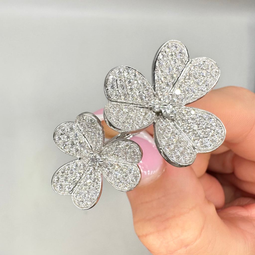 18K White Gold Diamond Flower Ring – 3.26CT Diamonds DR127 GZGJ