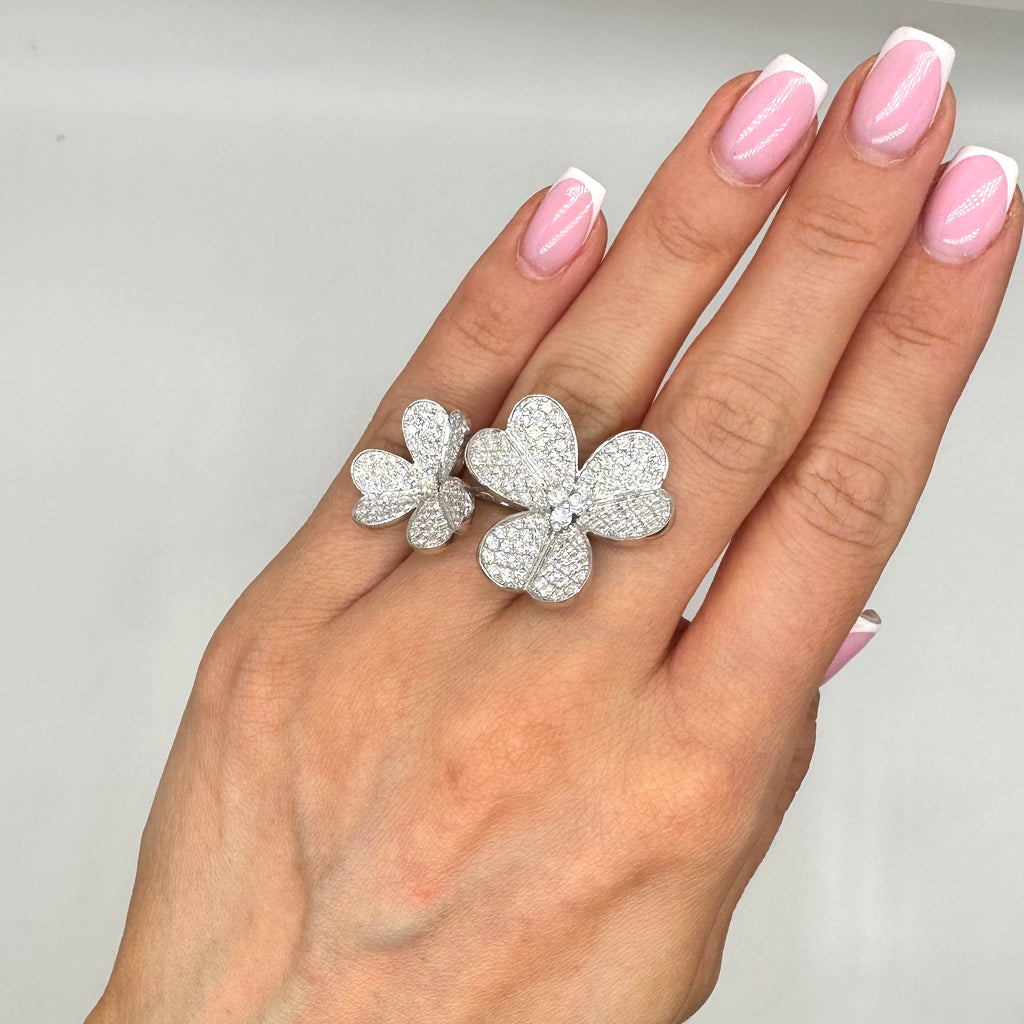 18K White Gold Diamond Flower Ring – 3.26CT Diamonds DR127 GZGJ