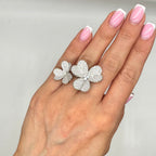 18K White Gold Diamond Flower Ring – 3.26CT Diamonds DR127 GZGJ