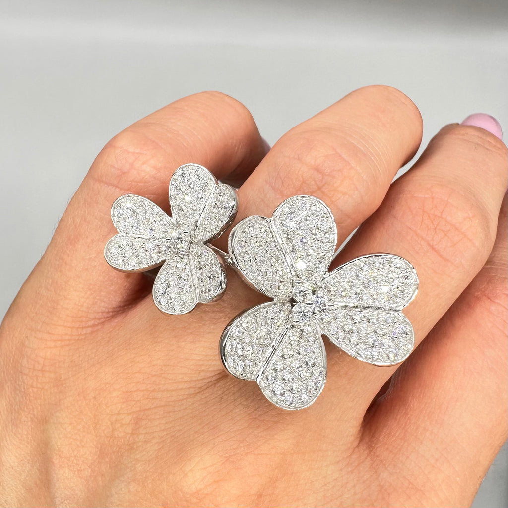 18K White Gold Diamond Flower Ring – 3.26CT Diamonds DR127 GZGJ