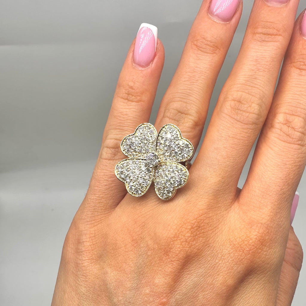 14K Yellow Gold Diamond Clover Ring – 3.41CT Diamonds PJR4705-010