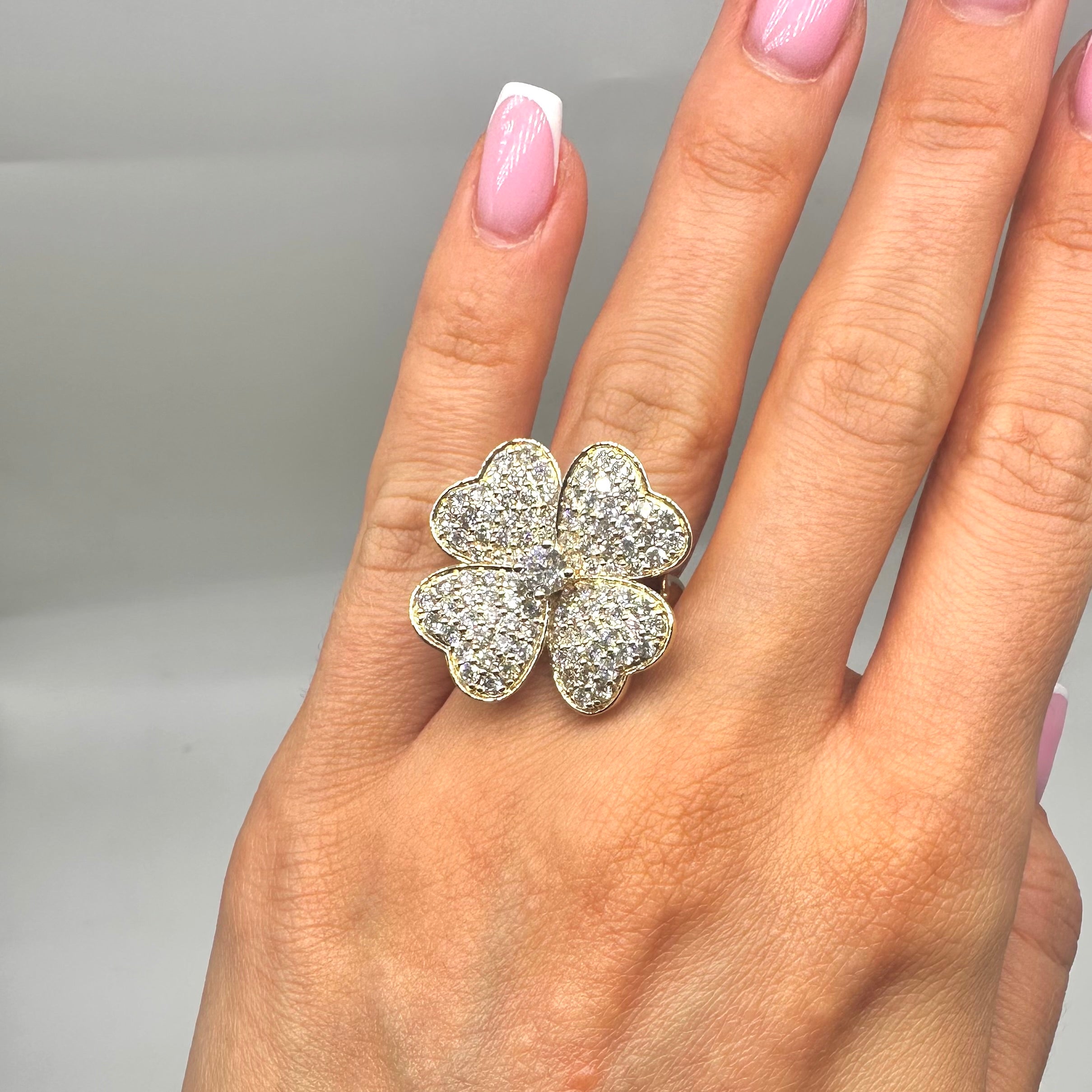 14K Yellow Gold Diamond Clover Ring – 3.41CT Diamonds PJR4705-010